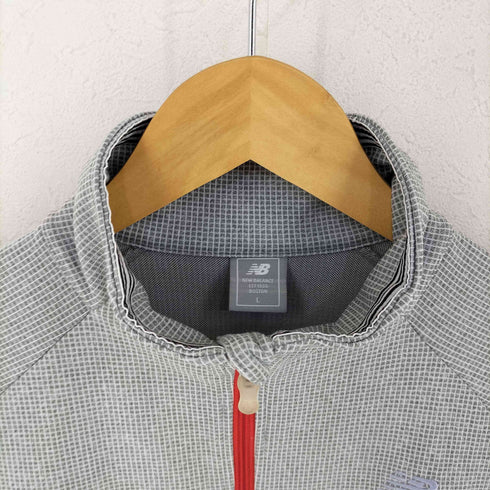ニューバランス NEW BALANCE ロゴ刺繍 チェック柄トラックジャケット レディース import:L