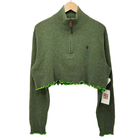ポロラルフローレン POLO RALPH LAUREN ポニー刺繍 ハーフジップ メロウフリル リメイク ニット レディース import:M