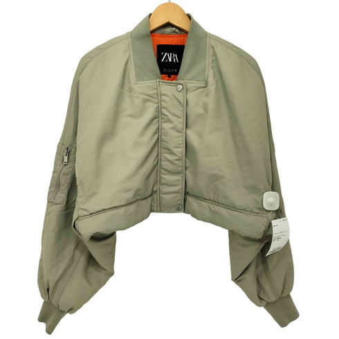 ザラ ZARA サテン クロップド ボンバージャケット レディース import:M