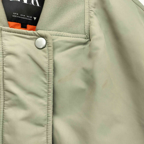 ザラ ZARA サテン クロップド ボンバージャケット レディース import:M