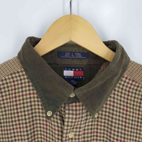 トミーヒルフィガー TOMMY HILFIGER 90S~00S クレイジーパターン チェック BD シャツ メンズ import:XXL