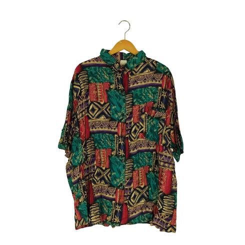 総柄 レーヨン S/S シャツ レディース