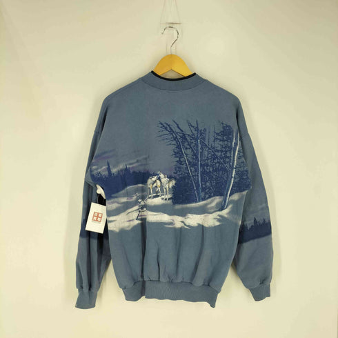 ART UNLIMITED SPORTSWEAR ヘンリーネック ウルフ プリント スウェット メンズ import:XL