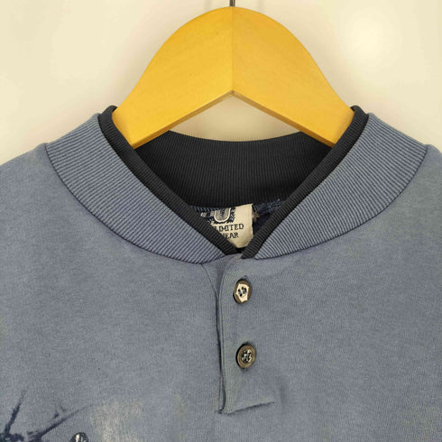 ART UNLIMITED SPORTSWEAR ヘンリーネック ウルフ プリント スウェット メンズ import:XL
