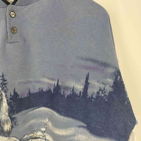ART UNLIMITED SPORTSWEAR ヘンリーネック ウルフ プリント スウェット メンズ import:XL