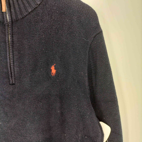 ポロバイラルフローレン Polo by RALPH LAUREN 100% PIMA COTTON スモールポニー刺繍 ハーフジップ ニット メンズ import:L
