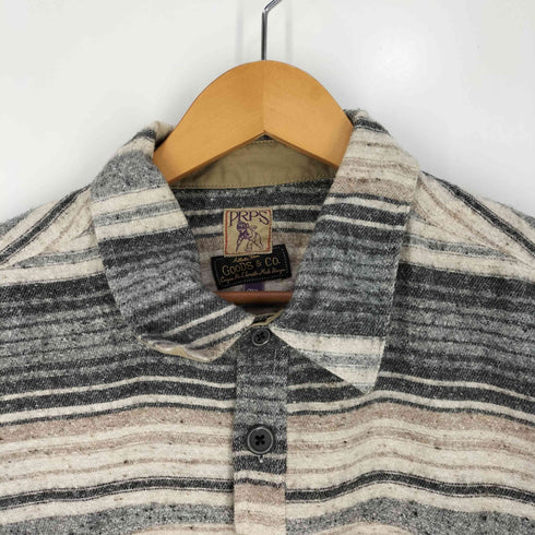 PRPS GOODS CO. ボーダー オフィサー シャツ メンズ 2XL