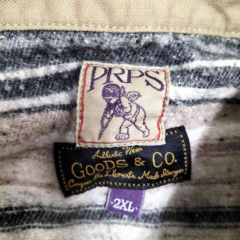 PRPS GOODS CO. ボーダー オフィサー シャツ メンズ 2XL