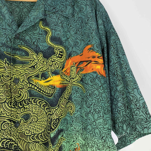 ノーバウンダリーズ no boundaries 総柄 ドラゴンプリント オープンカラーシャツ メンズ import:XL