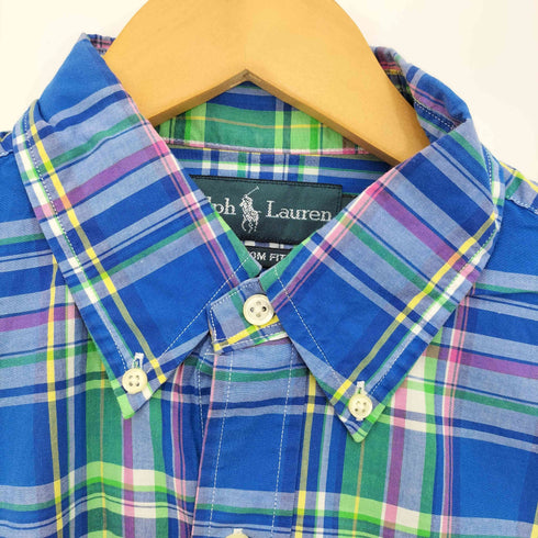 ラルフローレン RALPH LAUREN CUSTOM FIT チェック ポニー刺繍 S/S ボタンダウンシャツ メンズ import:S