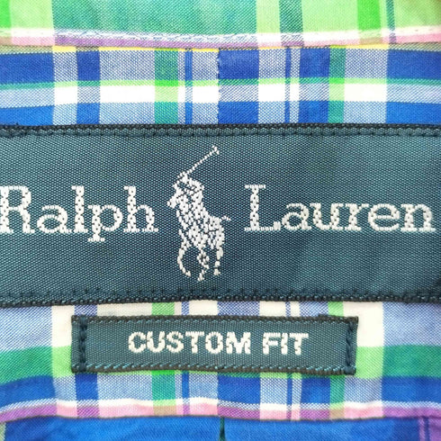 ラルフローレン RALPH LAUREN CUSTOM FIT チェック ポニー刺繍 S/S ボタンダウンシャツ メンズ import:S