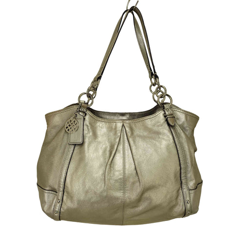 コーチ COACH メタリック レザー ハンド バッグ レディース