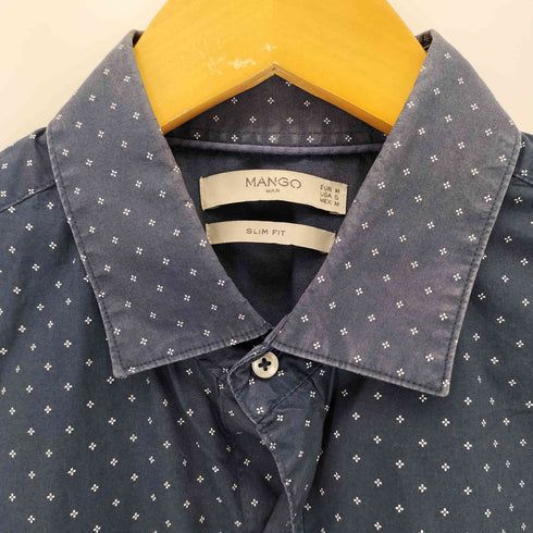 マンゴ MANGO SLIM FIT 総柄 S/S シャツ メンズ import:M