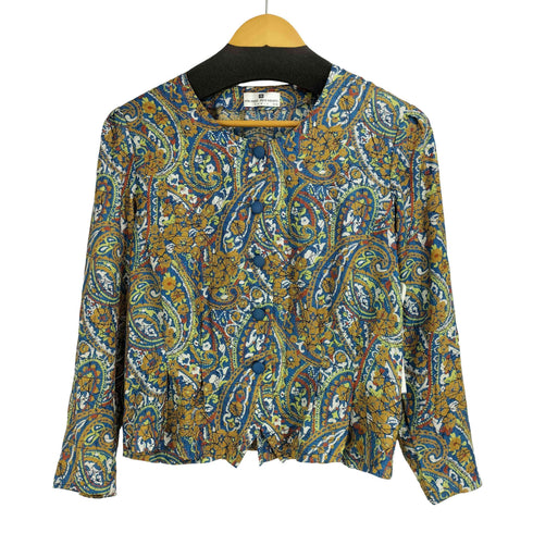 PIERR BALMAIN 総柄ノーカラーブラウス レディース