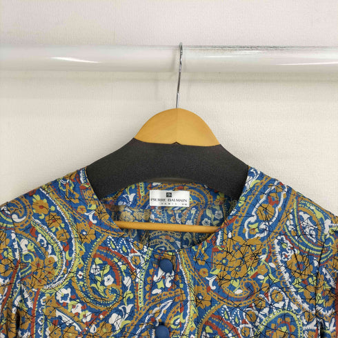 PIERR BALMAIN 総柄ノーカラーブラウス レディース