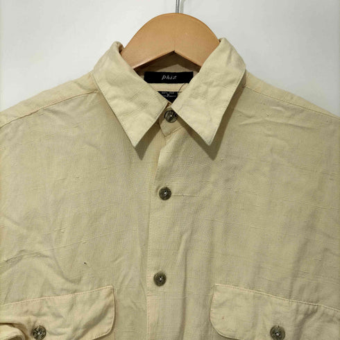 phiz 90s シルク100 絣ネップ フラップポケット L/S ワークシャツ メンズ import:S