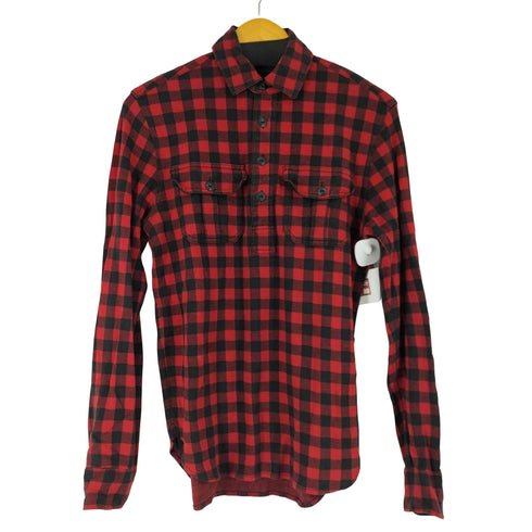 ポロバイラルフローレン Polo by RALPH LAUREN 90S チンスト マチ付き チェック柄 L/S プルオーバーシャツ メンズ JPN:S