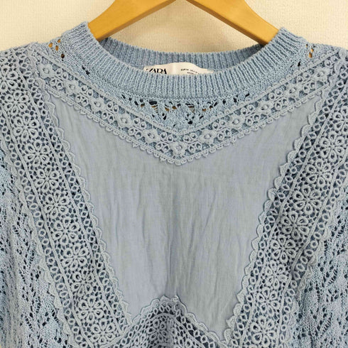 ザラ ZARA カットワークフリル ロマンティック ニット レディース import:M