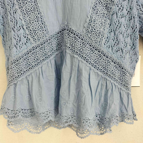 ザラ ZARA カットワークフリル ロマンティック ニット レディース import:M