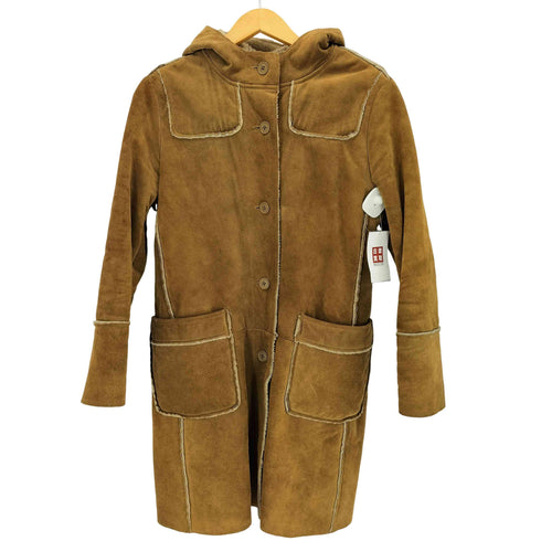 ギャップ Gap 80-90s OLD CALF GENUINE スエードフーデッドムートンコート レディース import:S