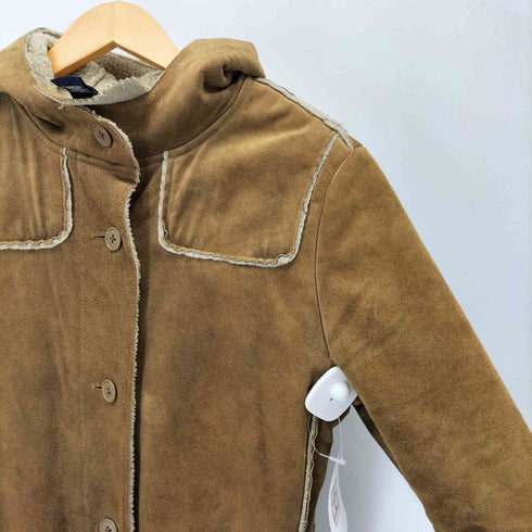 ギャップ Gap 80-90s OLD CALF GENUINE スエードフーデッドムートンコート レディース import:S