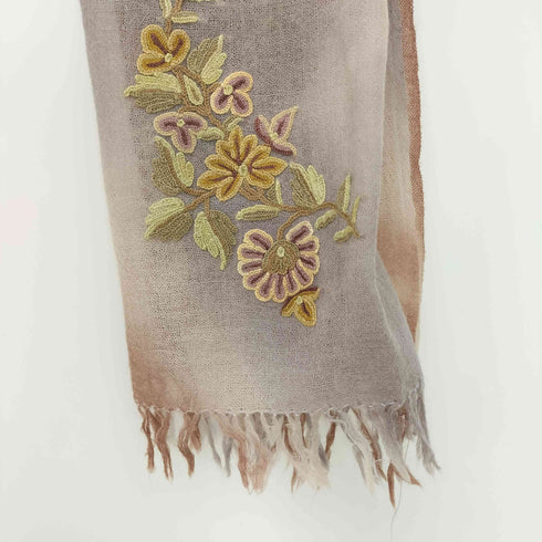 tara blanca フラワー刺繍 フリンジ ストール レディース