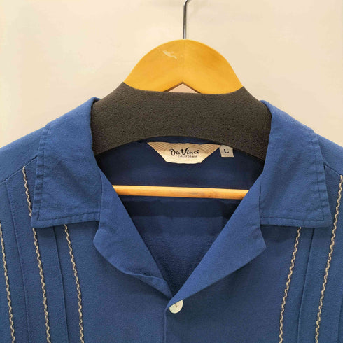 Da Vinci CALIFORNIA 60-70S USA製 三角タグ レーヨン アセテート ロカビリー 開襟 オープンカラー S/S シャツ シェルボタン vintage ヴィンテージ メンズ import:L