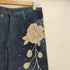 薔薇ビジュー刺繍 レース切替 デニムパンツ レディース JPN:M