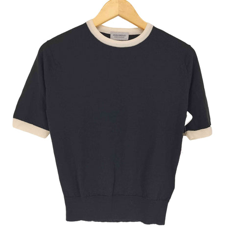 ジョンスメドレー JOHN SMEDLEY イギリス製 ウール クルーネック 半袖ニット レディース S