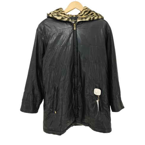 クラウディオバレンティノ CLAUDIO VALENTINO ゼブラ フェイクファー フェイクレザー ジップアップ ジャケット レディース JPN:M