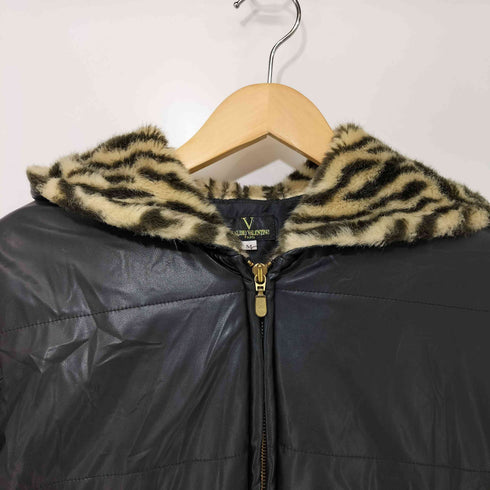 クラウディオバレンティノ CLAUDIO VALENTINO ゼブラ フェイクファー フェイクレザー ジップアップ ジャケット レディース JPN:M