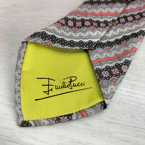 エミリオプッチ EMILIO PUCCI 総柄 シルクネクタイ メンズ