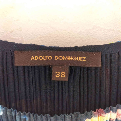 アドルフォドミンゲス ADOLFO DOMINGUEZ プリーツ総柄ノースリーブワンピース レディース 38