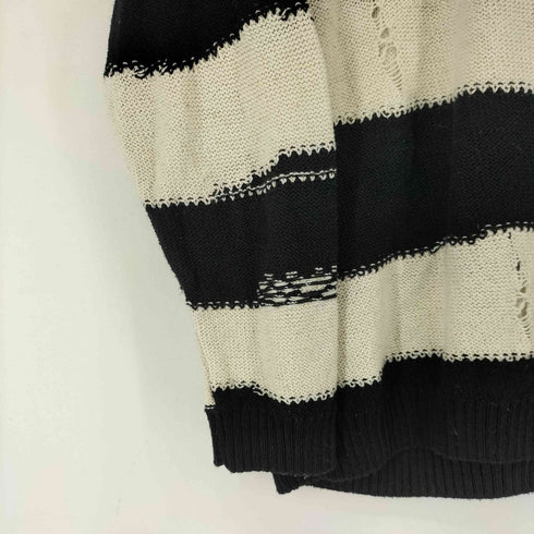ザラ ZARA ダメージ加工 ボーダーニット レディース import:M