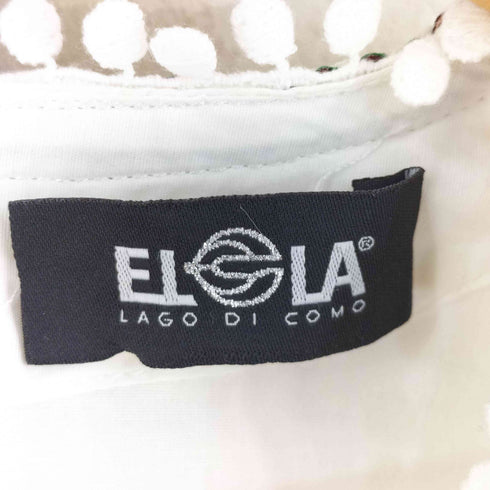 ELLA Lago di Como イタリア製 デザイン刺繍ストライプ切替ワンピース レディース 40