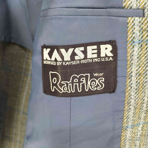 KAYSER Raffles 90s ウール100 チェック 2B テーラードジャケット メンズ 90-78