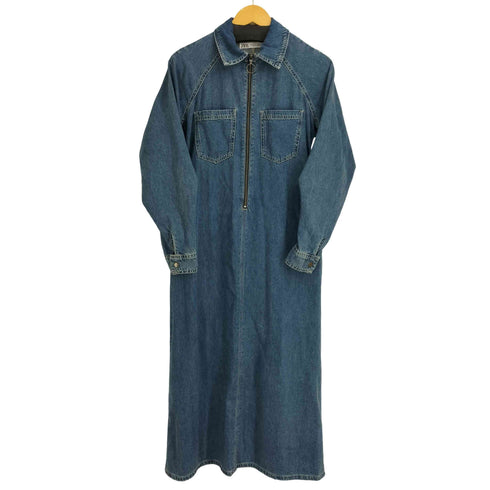 ザラ ZARA ハーフジップ 変形スリーブ デニムワンピース レディース import:S