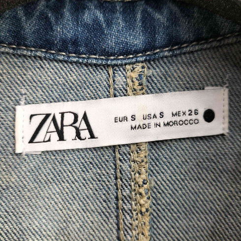 ザラ ZARA ハーフジップ 変形スリーブ デニムワンピース レディース import:S