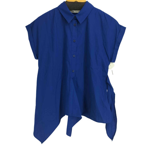 ザラ ZARA ノットディテール ポプリン シャツ レディース import:M