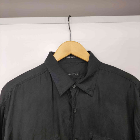 VIRMANZONI シルク100 フラップポケット L/S ワークシャツ メンズ import:L