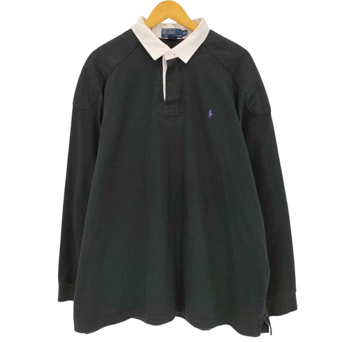 ポロバイラルフローレン Polo by RALPH LAUREN 90S ポニー刺繍 エルボーパッチ コットン L/S ラガーシャツ メンズ import:XXL