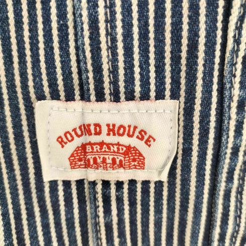 ラウンドハウス ROUND HOUSE USA製 ヒッコリーストライプ デニムオーバーオール メンズ 32X30