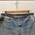 G.GUAGLIANONE × Levi's 501 ユーロ レザー 切り替え ダメージ ブリーチ ペイント 加工 カスタム ストレート デニム パンツ メンズ JPN:L