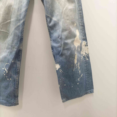 G.GUAGLIANONE × Levi's 501 ユーロ レザー 切り替え ダメージ ブリーチ ペイント 加工 カスタム ストレート デニム パンツ メンズ JPN:L