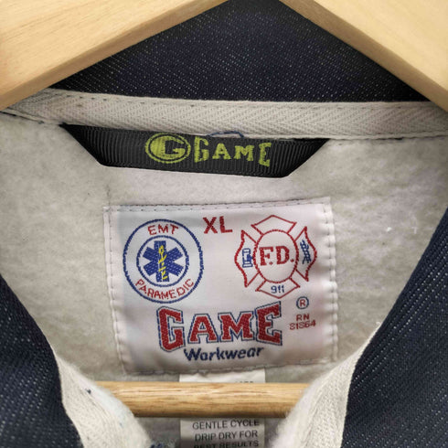GAME Sportswear 襟デニム ハーフジップスウェット メンズ import:XL