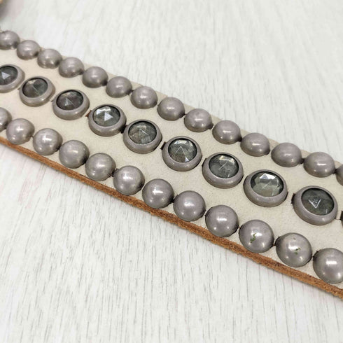 スタッズ ストーン装飾 レザーベルト メンズ