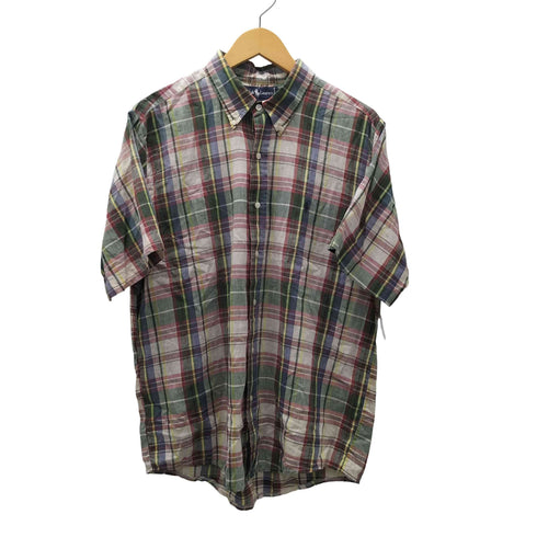 ポロバイラルフローレン Polo by RALPH LAUREN 90s ボタンダウン 手織り 半袖 シャツ チェック メンズ import:XL