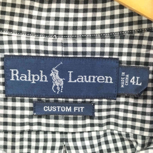 ラルフローレン RALPH LAUREN 00s CUSTOM FIT ポニー刺繍 ギンガムチェック ボタンダウン 半袖 シャツ ビッグサイズ メンズ 4L
