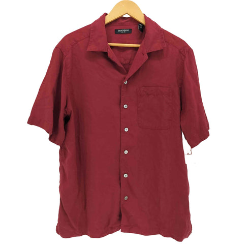 ブランディニ BRANDINI 90-00S シェルボタン シルク 100 オープンカラー S/S シャツ メンズ import:M