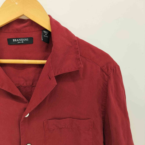 ブランディニ BRANDINI 90-00S シェルボタン シルク 100 オープンカラー S/S シャツ メンズ import:M